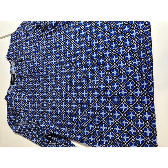 Women Ladies XL blue abstract floral blouse Liz Claiborne top shirt work office - Picture 7 of 12